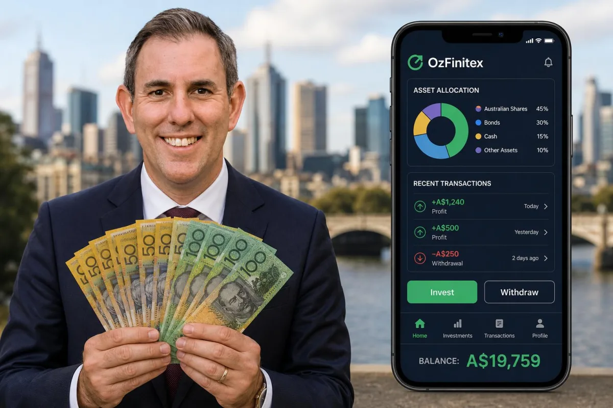 Treasurer Jim Chalmers presenting the platform's mobile dashboard